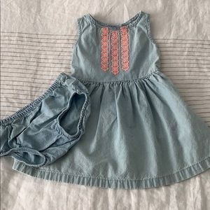 CARTER’S Baby Girl Open Back Short Sleeve Denim Dress Size 12M EUC